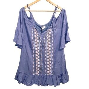 Embroidered Bohemian Cold Shoulder Mini Dress NWT Size Med  price firm